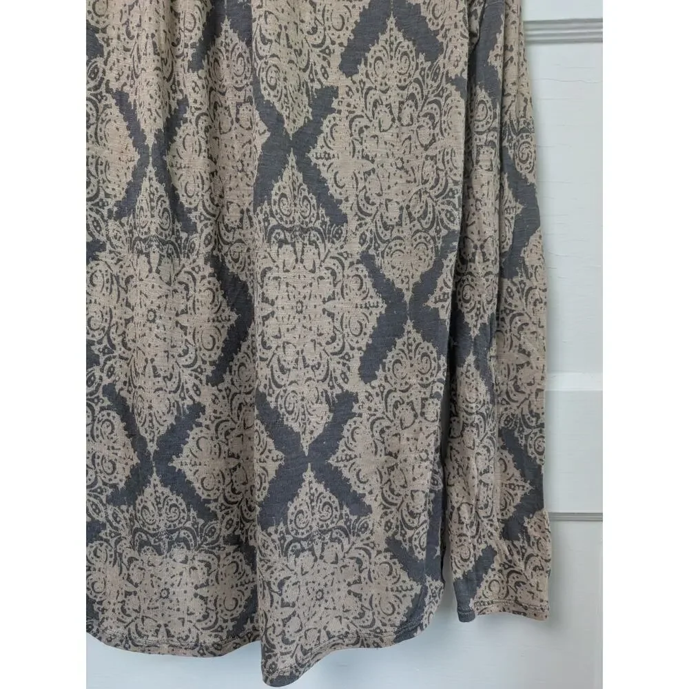 Tiny Anthropologie Floral Wrap Blouse Small Surplice Long Sleeve Gray - Picture 14 of 16